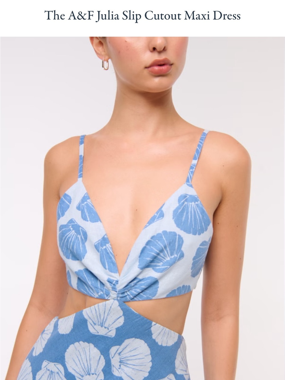 Abercrombie & Fitch Blue Maxi Dress with White Shell Print - Picture 2 of 5